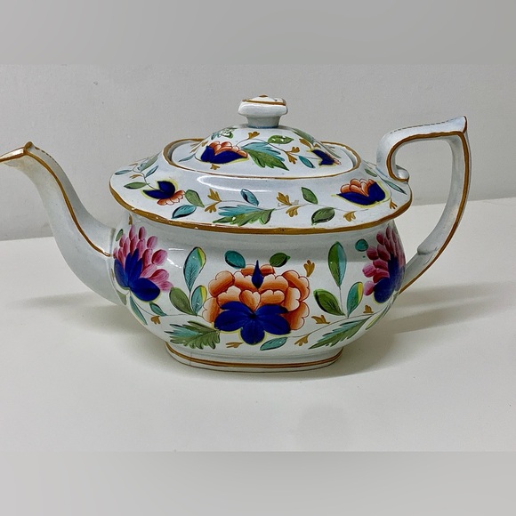 19th Century Antique Gaudy Dutch Grape Pattern Hand Painted Teapot - Picture 3 of 16